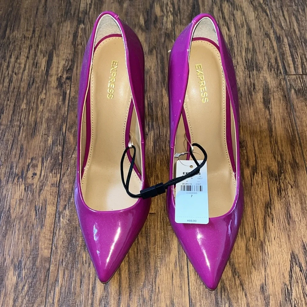 NWT 👠 EXPRESS PINK POINTED-TOE HEELS SIZE 7 - Picture 2 of 5